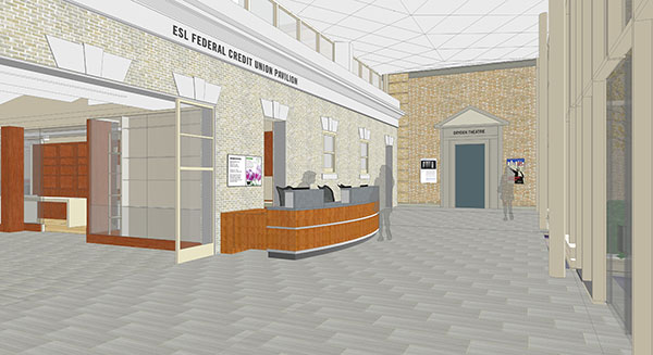 Rendering of the Interior of the ESL Pavilion at the George Eastman Museum